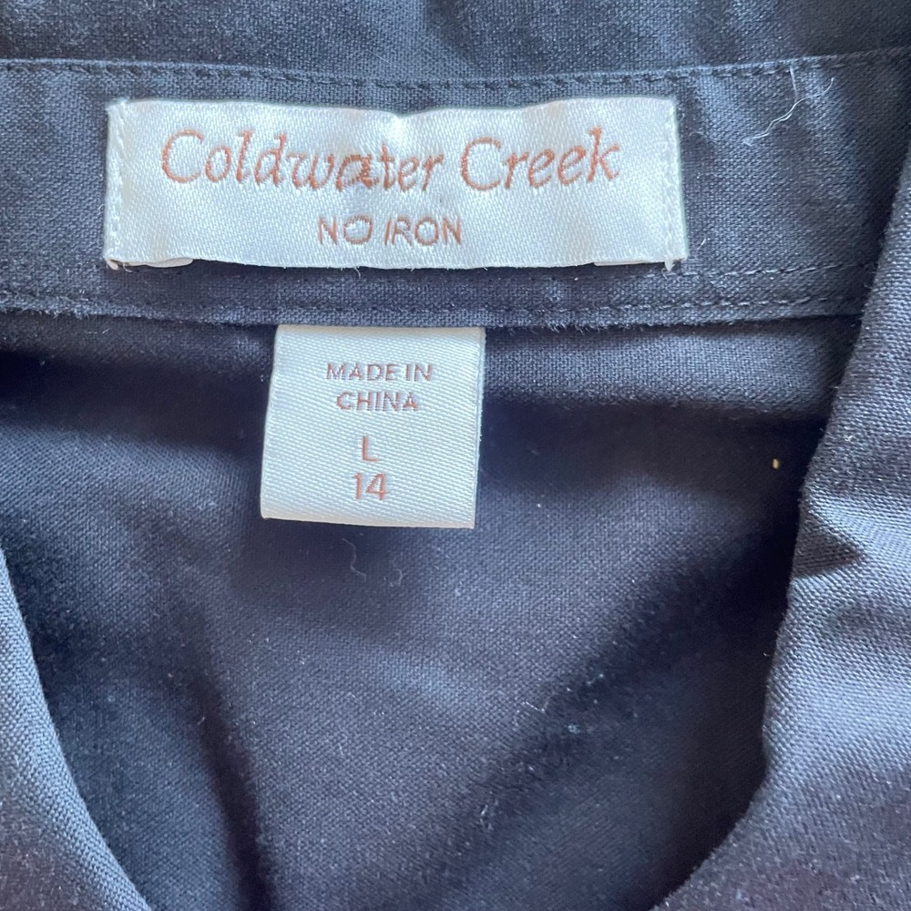Coldwater Creek No Iron 2 Button Down Shirts Large 14 Long Sleeve Magenta Black‎ - Picture 5 of 9